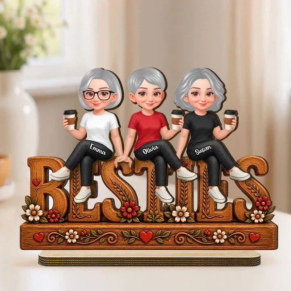Personalized 2-Layer Wooden Plaque, Friends Holding Coffee by a Sunny Window, Unique Creative Gift for Friend - Image 5