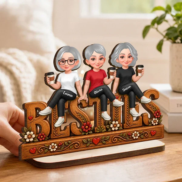 Personalized 2-Layer Wooden Plaque, Friends Holding Coffee by a Sunny Window, Unique Creative Gift for Friend - Image 7