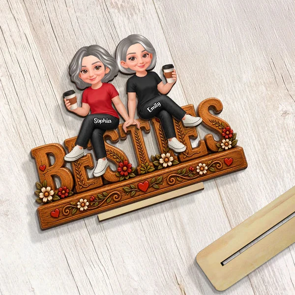Personalized 2-Layer Wooden Plaque, Friends Holding Coffee by a Sunny Window, Unique Creative Gift for Friend - Image 8
