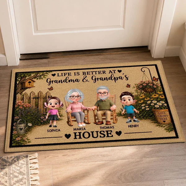 Personalized Standard Doormat With Grandparents & Grandkids Garden Art, Unique Gift For Grandparents - Image 6