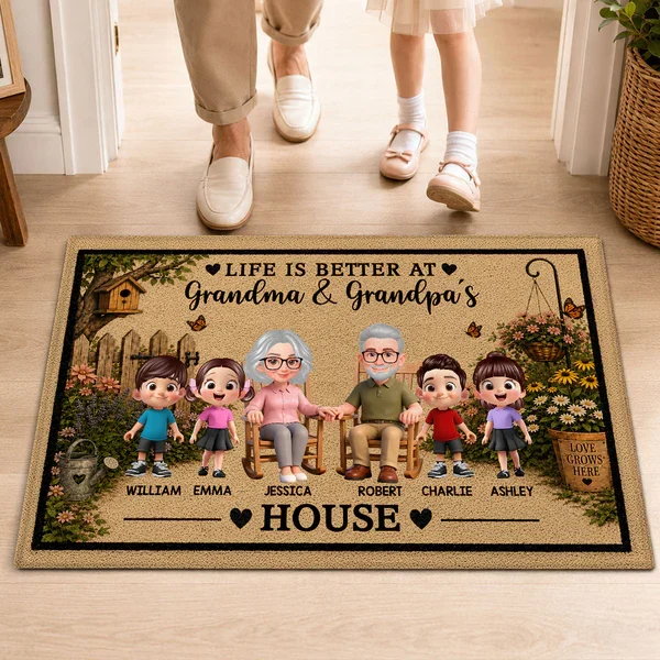 Personalized Standard Doormat With Grandparents & Grandkids Garden Art, Unique Gift For Grandparents - Image 7