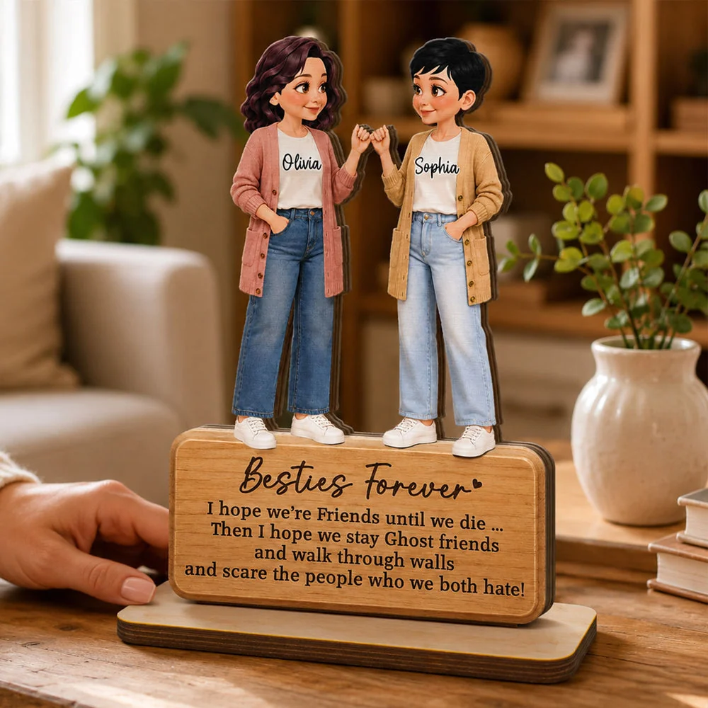 Personalized 2-Layer Wooden Plaque, Pinky Promise Friends Forever, Unique Gift for a Close Friend - Image 2