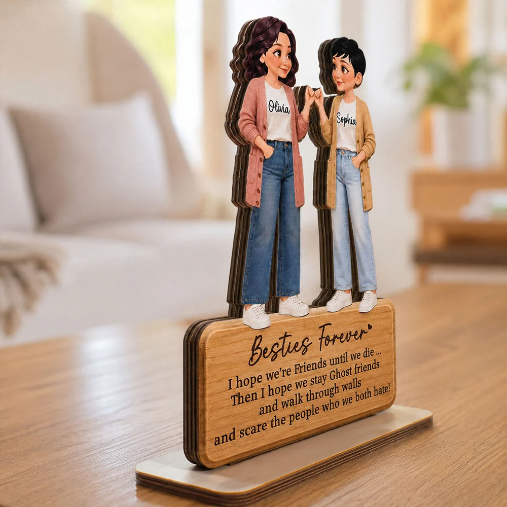 Personalized 2-Layer Wooden Plaque, Pinky Promise Friends Forever, Unique Gift for a Close Friend - Image 3