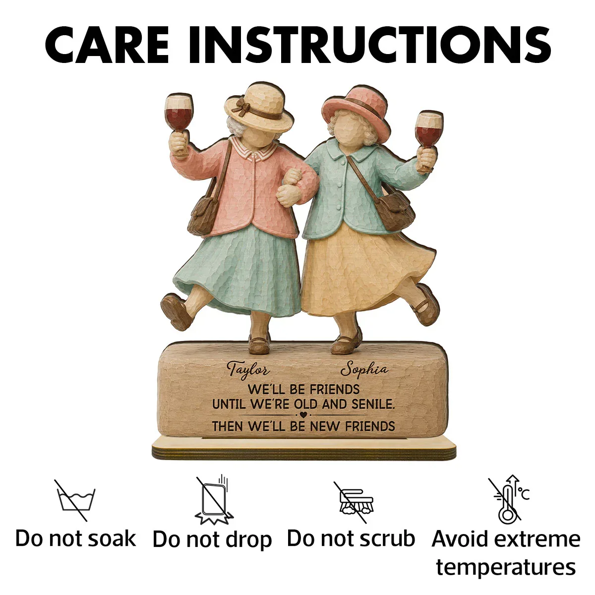 2-Layer Wooden Plaque for Friend, Personalized Old Friends Quote, Heartwarming Unique Creative Gift for Her - Image 5