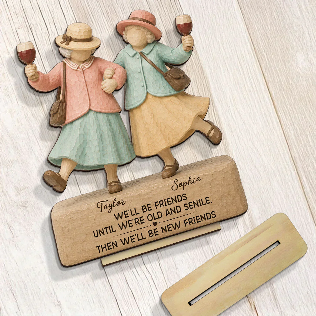 2-Layer Wooden Plaque for Friend, Personalized Old Friends Quote, Heartwarming Unique Creative Gift for Her - Image 7