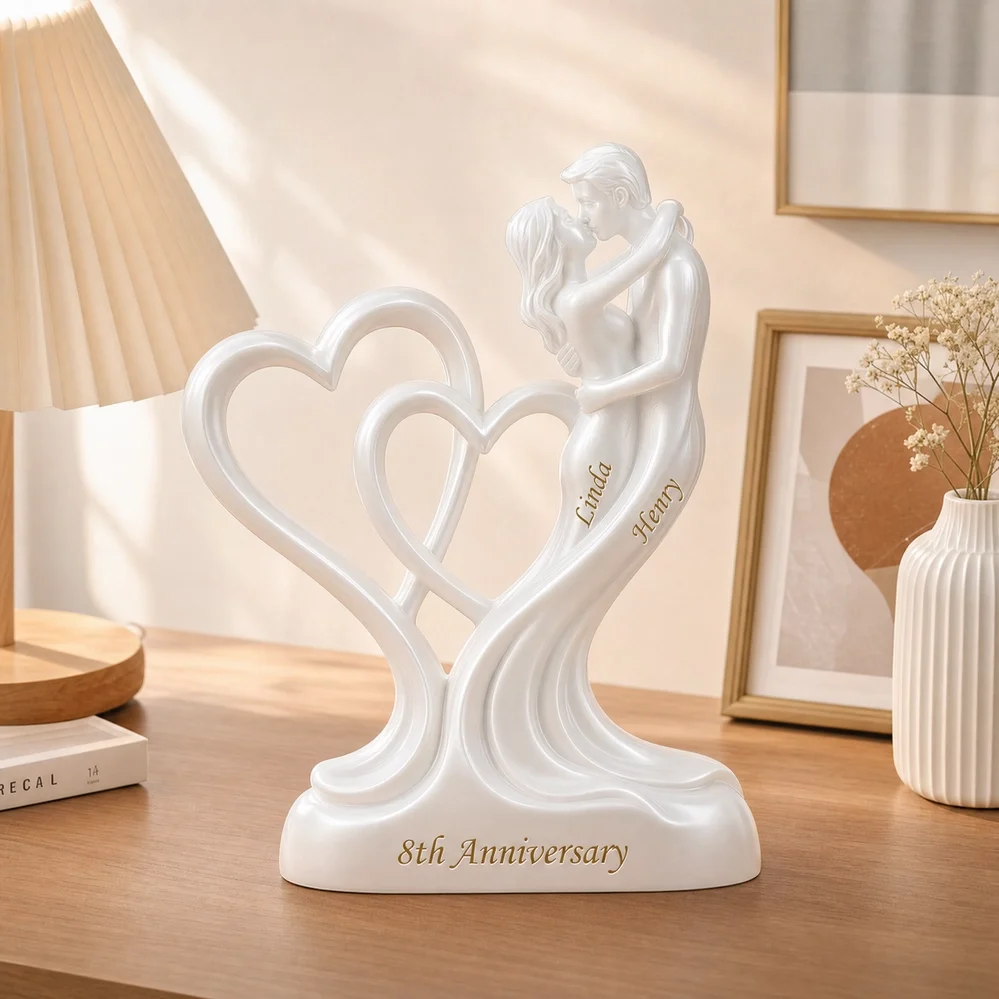 Personalized Shaped Acrylic Block Plaque, Kissing Couple & Hearts, Unique Anniversary Gift for Couple - Image 3