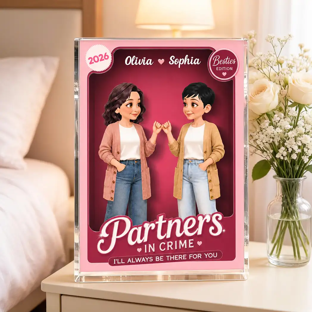 Personalized Rectangle Acrylic Block Plaque, Pink Toy Box Pinky Promise, Unique Gift for Close Friend