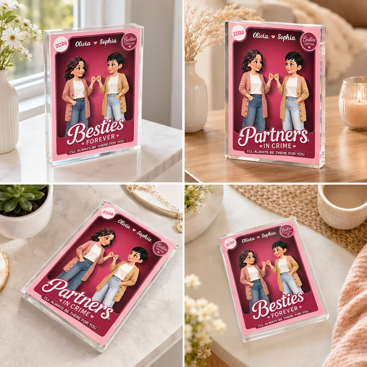 Personalized Rectangle Acrylic Block Plaque, Pink Toy Box Pinky Promise, Unique Gift for Close Friend - Image 6