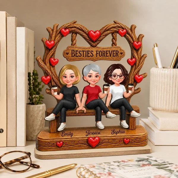 Personalized 2-Layer Wooden Plaque, Friends Sitting Under Heart Canopy, Unique Gift for Close Friend - Image 6