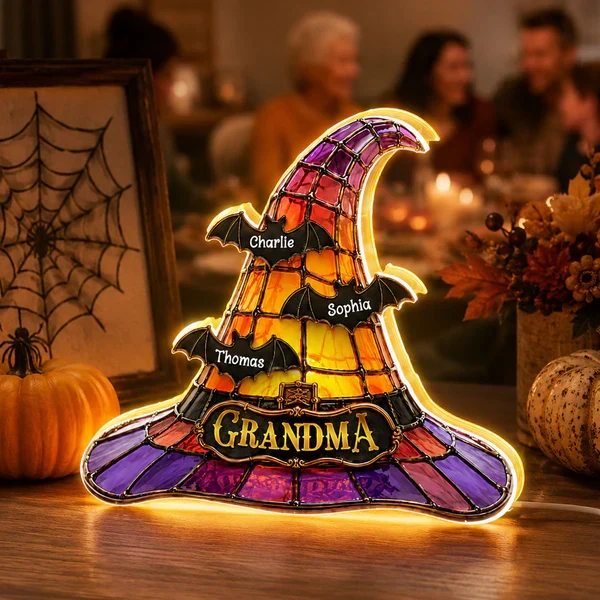 Personalized Acrylic Light Box, Witch Hat Halloween Decor, Unique Gift for Grandma with Warm Glow - Image 7