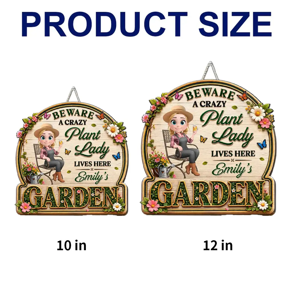 Personalized Wooden Sign, Sitting Crazy Plant Lady Garden Decor, Unique Creative Gift for Plant Lovers - Image 4