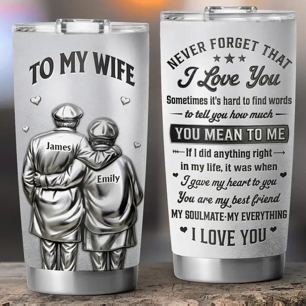 Insulated Travel Tumbler for Wife, Custom Hugging Couple Design, Creative Romantic Gift - Image 3