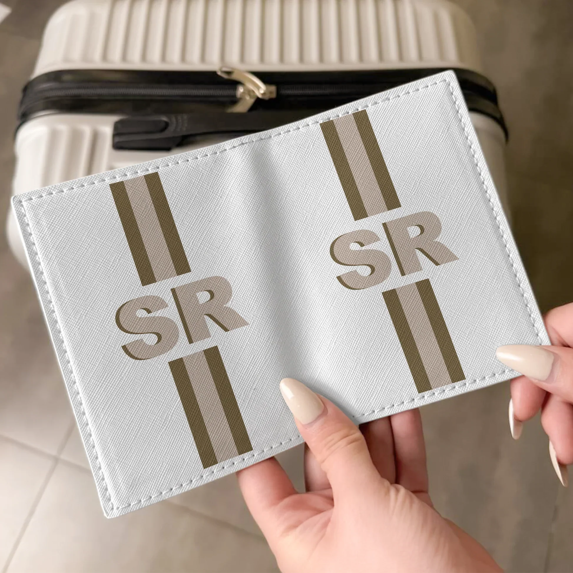 Personalized Passport Luggage Tag Set, Shadow Monogram Initials, Unique Travel Gift for Frequent Flyers - Image 3