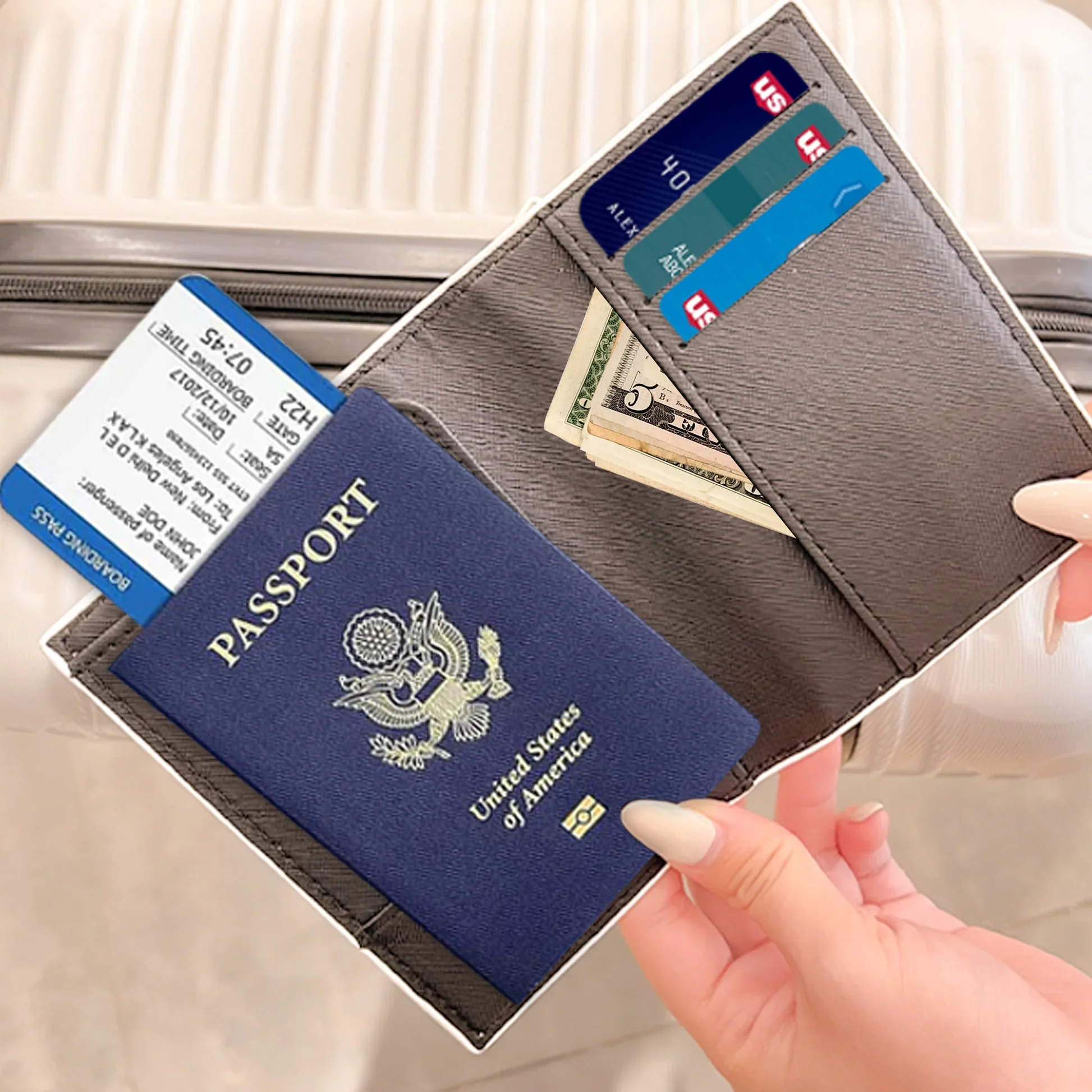 Personalized Passport Luggage Tag Set, Shadow Monogram Initials, Unique Travel Gift for Frequent Flyers - Image 5