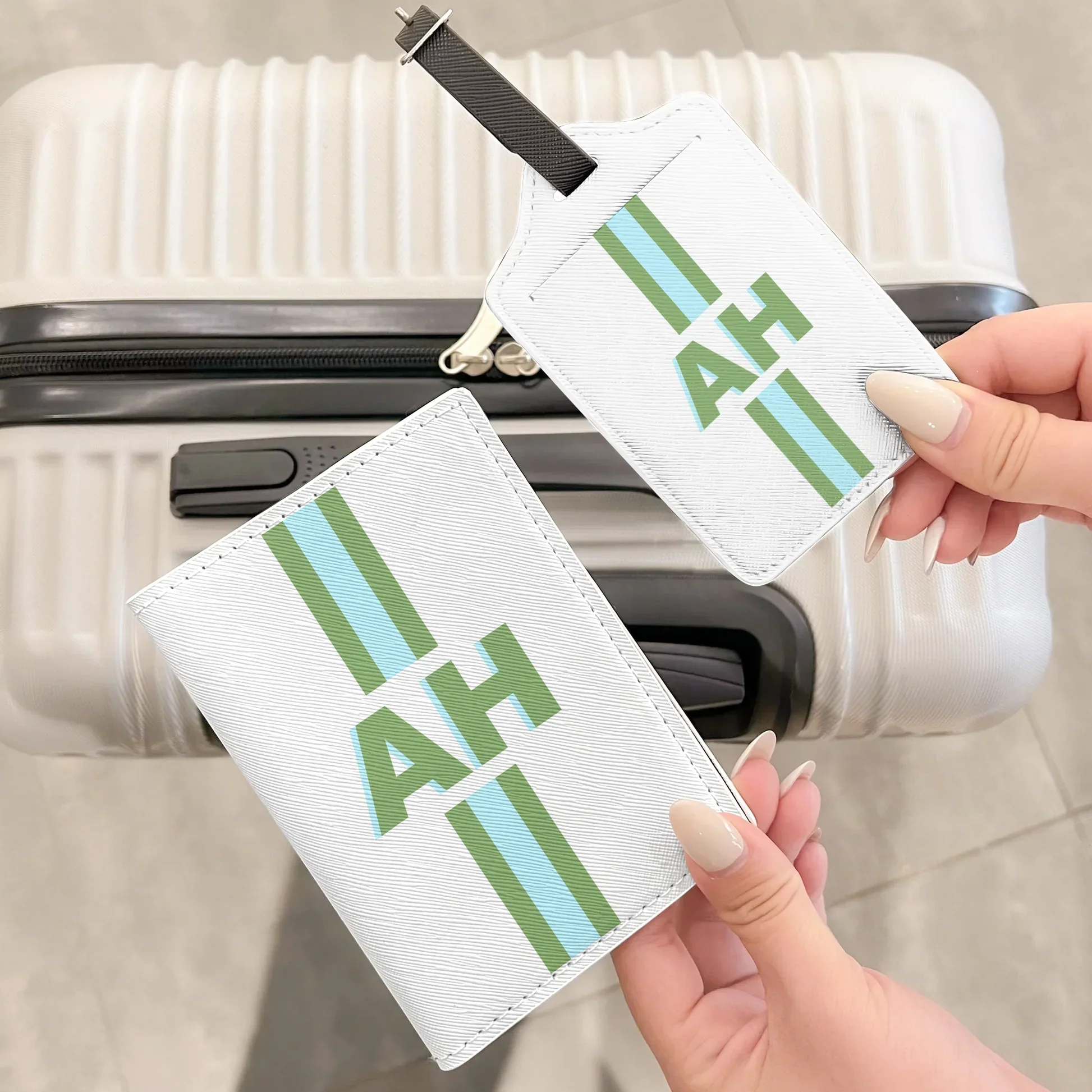 Personalized Passport Luggage Tag Set, Shadow Monogram Initials, Unique Travel Gift for Frequent Flyers - Image 7