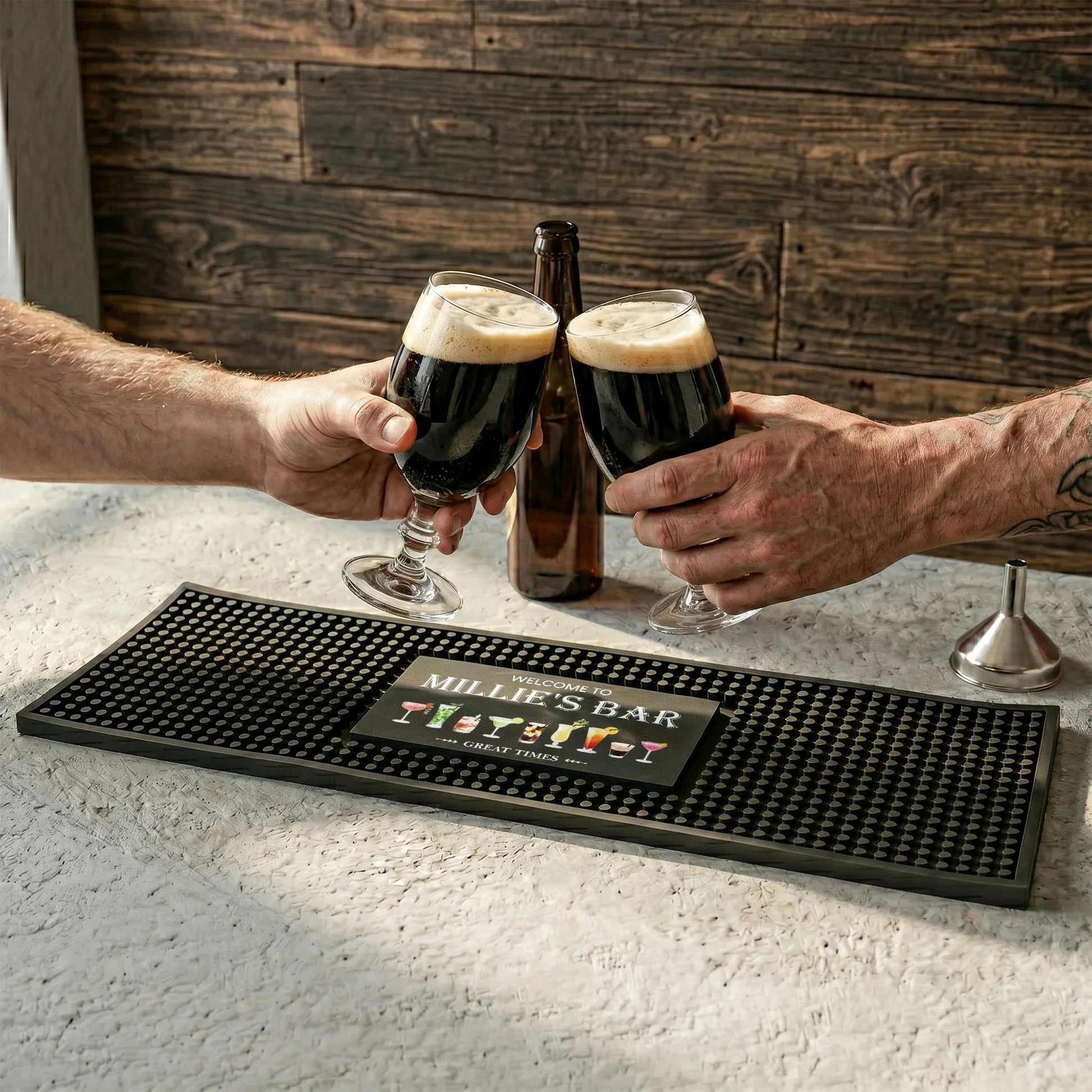 Personalized Rubber Bartender Mat, Vintage Home Bar Design, Unique Gift for Beer Lovers - Image 5