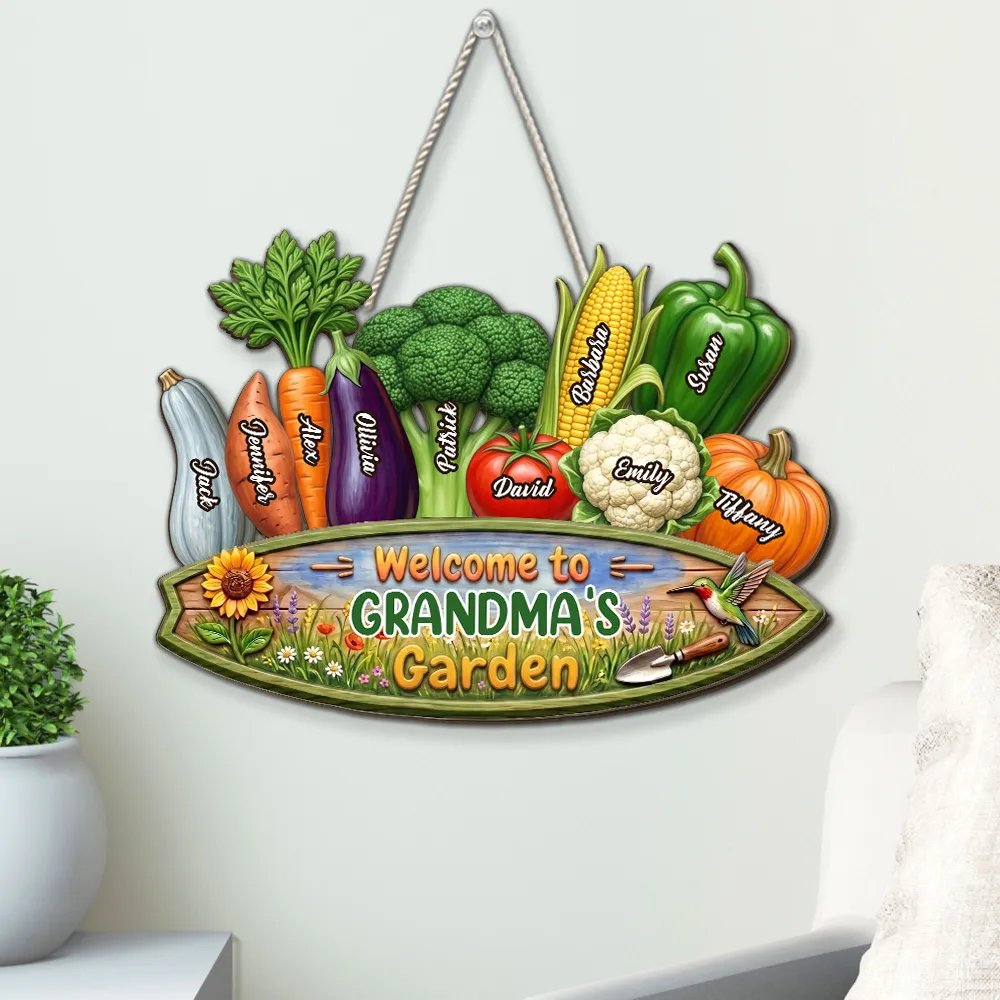 Personalized Grandma's Garden Wooden Sign, Custom Vegetable Family Art, Unique Gift for Grandma - Image 5