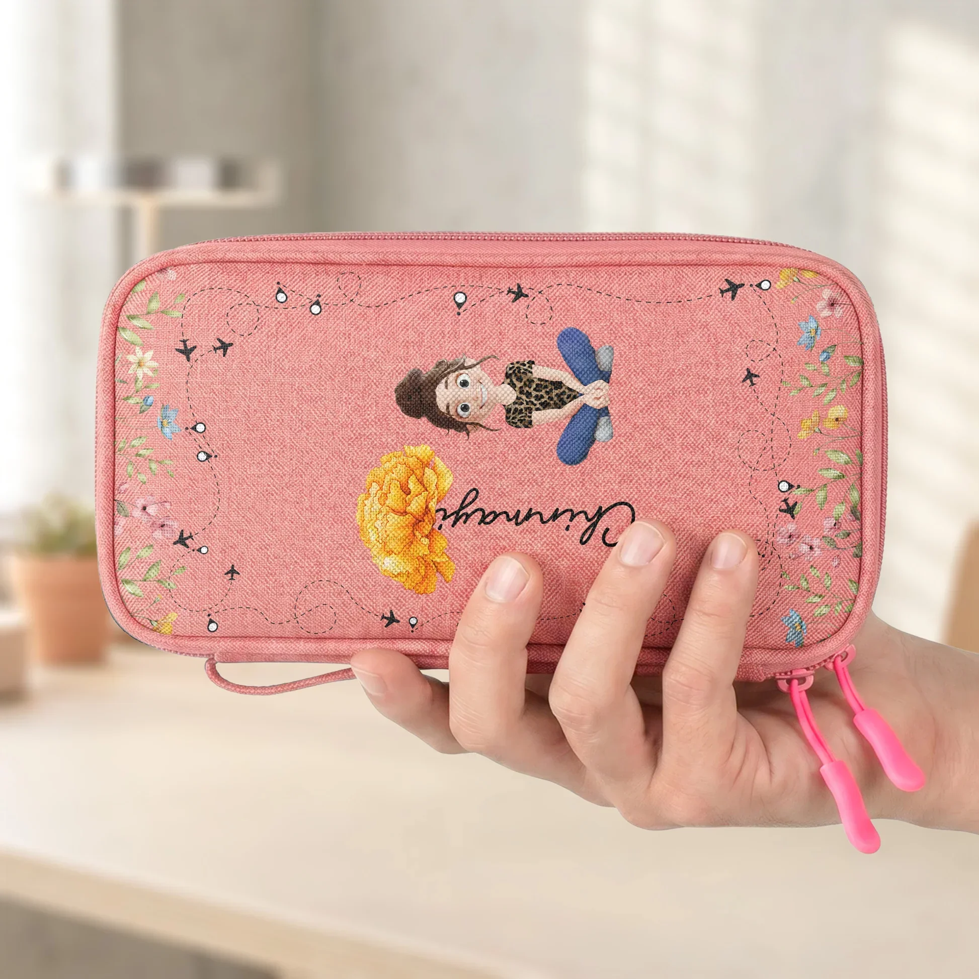 Personalized Oxford Cable Organizer with Birth Flower Art, Unique Gift for Her - Image 7