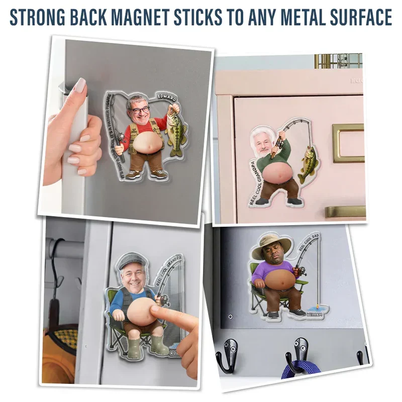 Personalized Silicone Belly Acrylic Magnet, Funny Fishing Dad Bod Photo, Unique Creative Gift for Dad Grandpa - Image 5