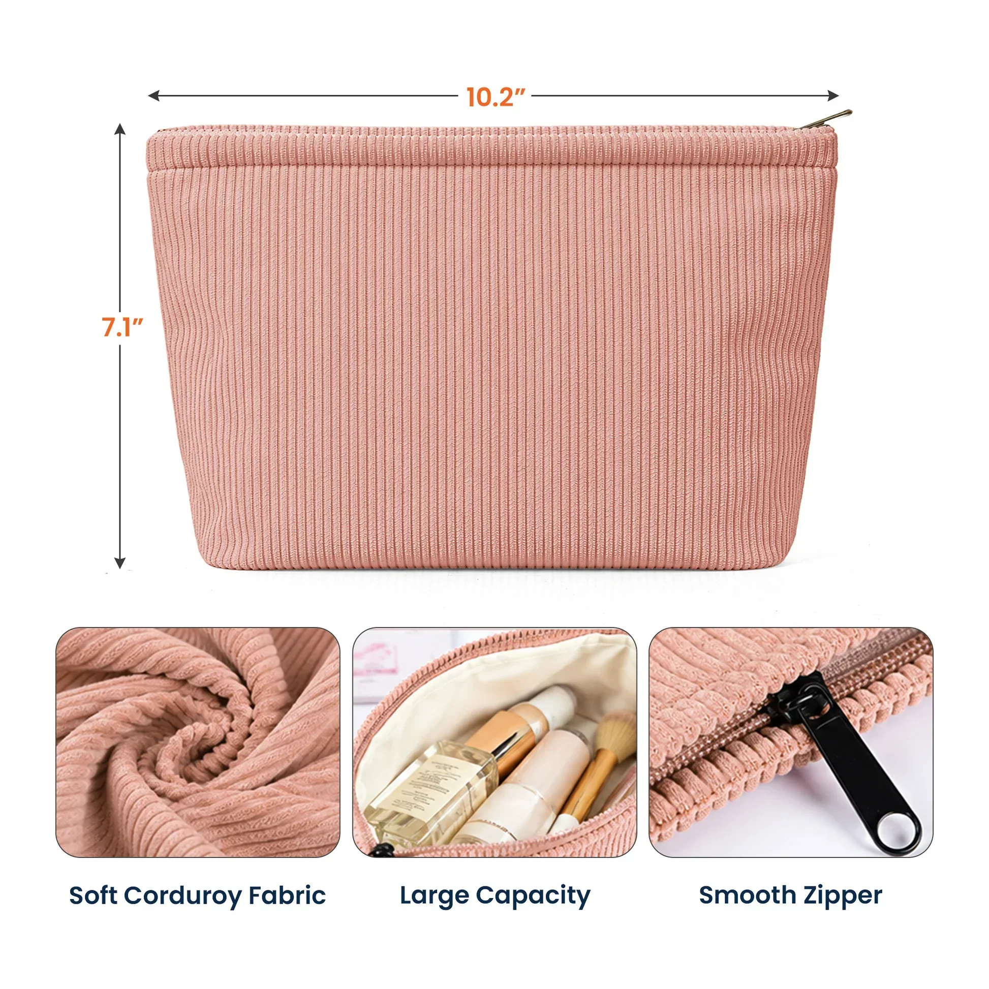 Personalized Corduroy Makeup Bag, God Says I Am Floral Design, Unique Gift for Her - Image 4