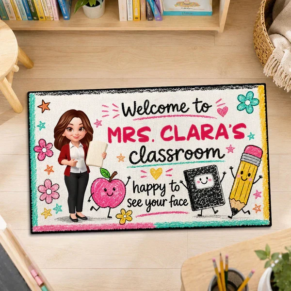 Personalized Teacher Doormat, Classroom Welcome Decor, Happy to See Your Face, Unique Gift for Teachers - Image 6