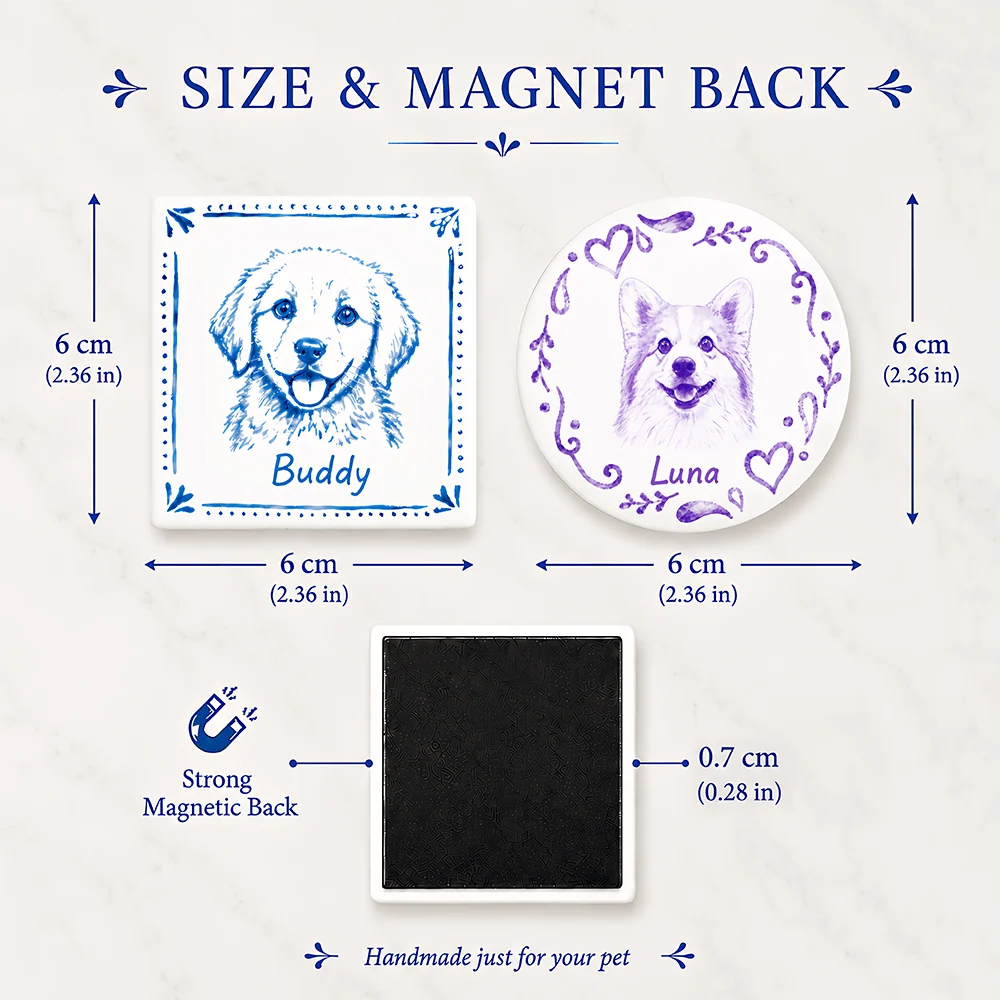 Personalized Ceramic Fridge Magnet, Custom Pet Portrait From Photo, Creative Gift for Pet Owners - Image 4