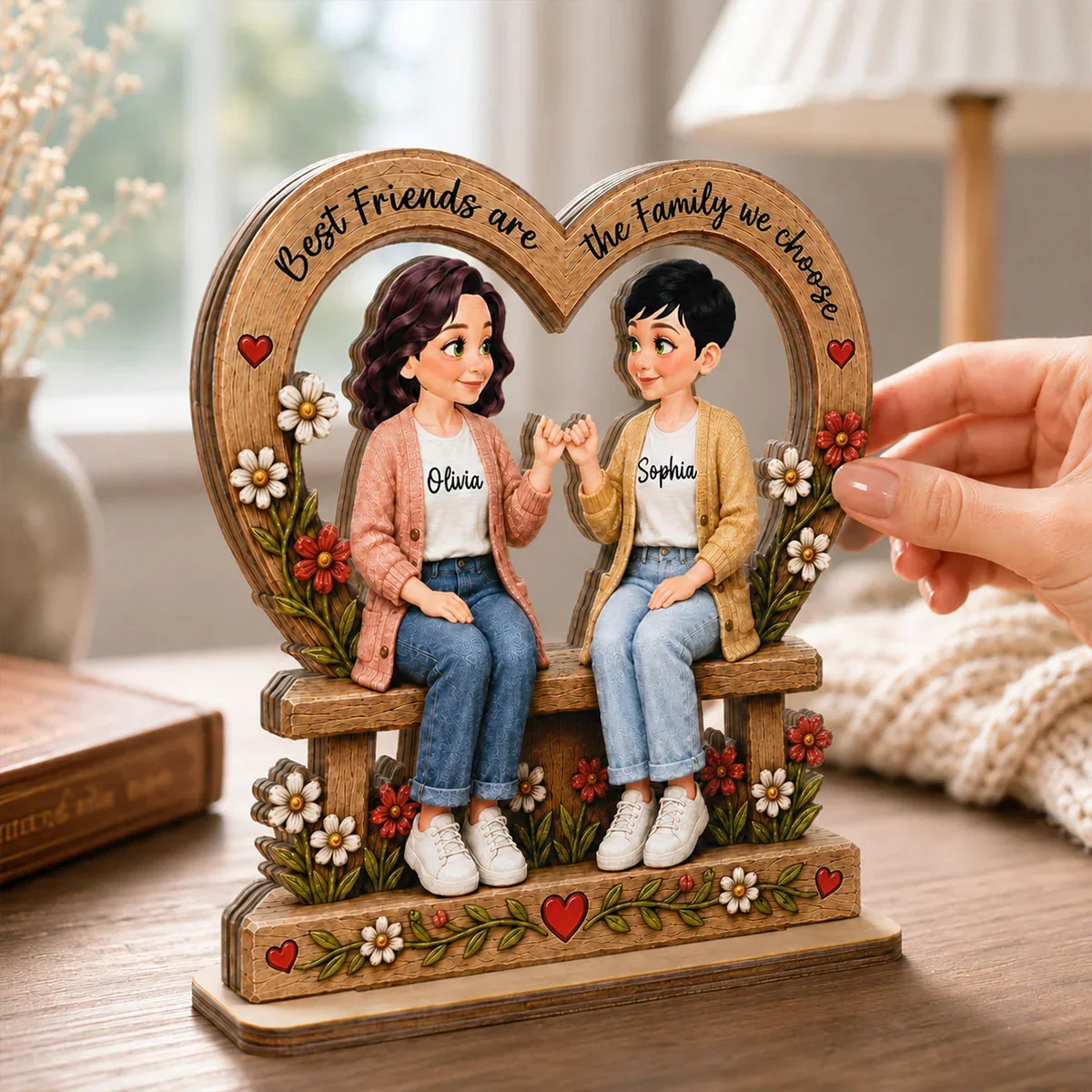 Personalized Wooden Plaque, Pinky Promise Friends, Unique Creative Gift for a Close Friend - Image 2