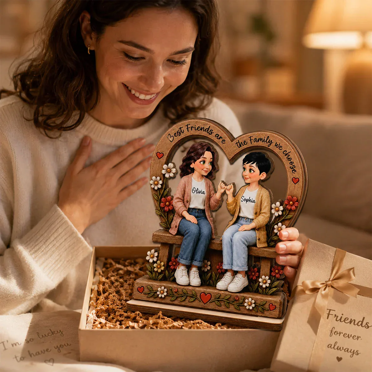Personalized Wooden Plaque, Pinky Promise Friends, Unique Creative Gift for a Close Friend - Image 3