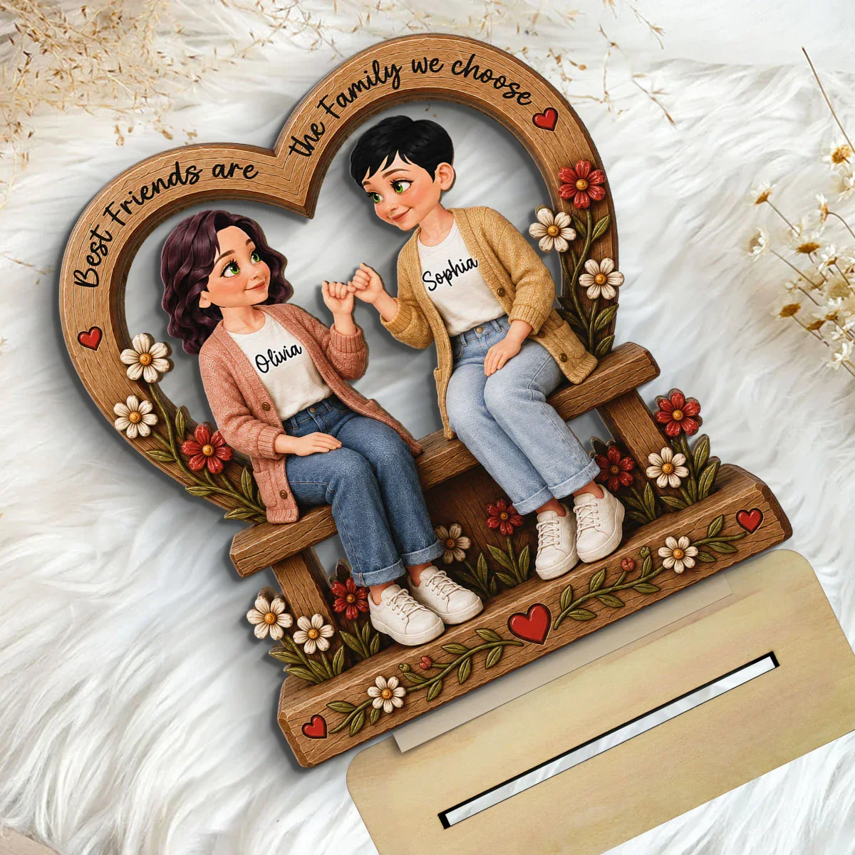 Personalized Wooden Plaque, Pinky Promise Friends, Unique Creative Gift for a Close Friend - Image 6