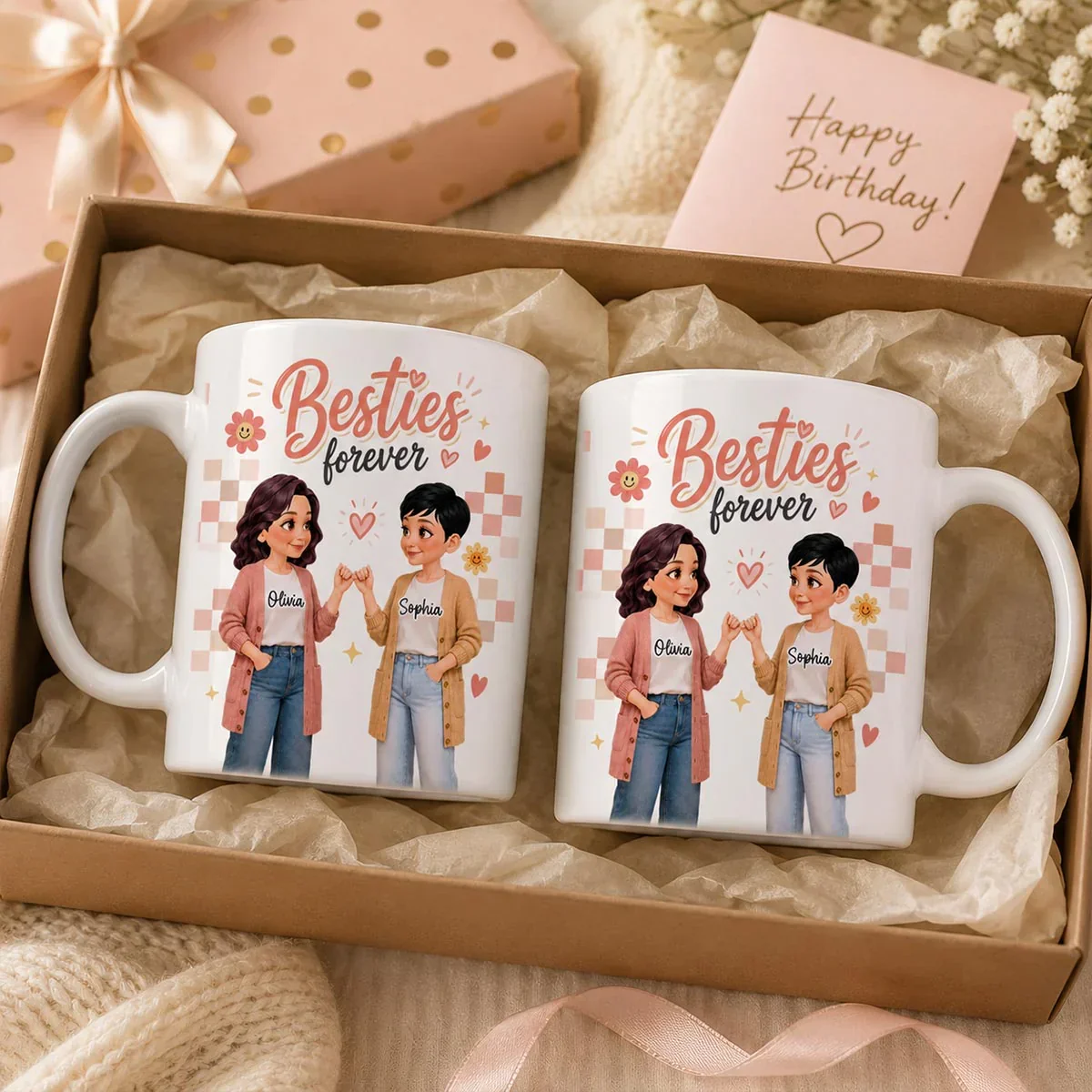 Personalized Ceramic Mug, Besties Forever Pinky Promise Design, Unique Gift for Your Closest Friend - Image 2
