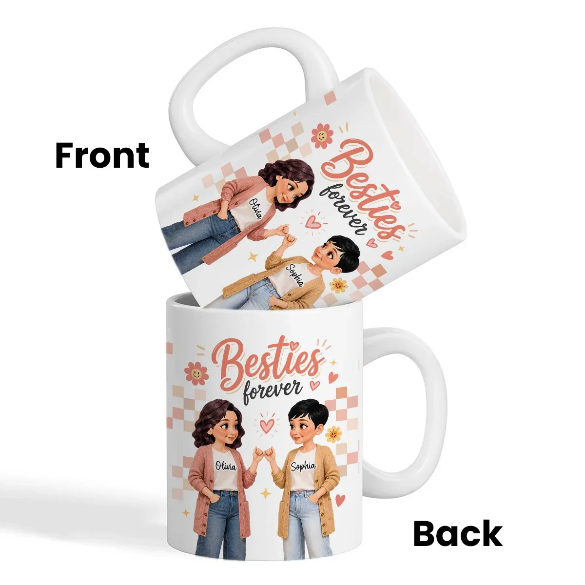 Personalized Ceramic Mug, Besties Forever Pinky Promise Design, Unique Gift for Your Closest Friend - Image 4