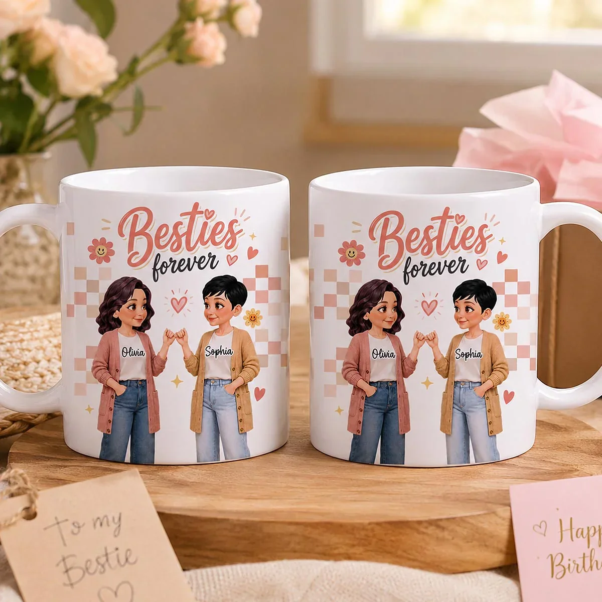 Personalized Ceramic Mug, Besties Forever Pinky Promise Design, Unique Gift for Your Closest Friend - Image 5