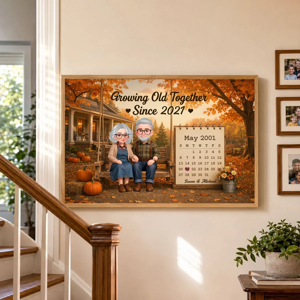Personalized Poster with Growing Old Together Quote, Scenic Senior Couple Art, Unique Gift for Couple - Image 2