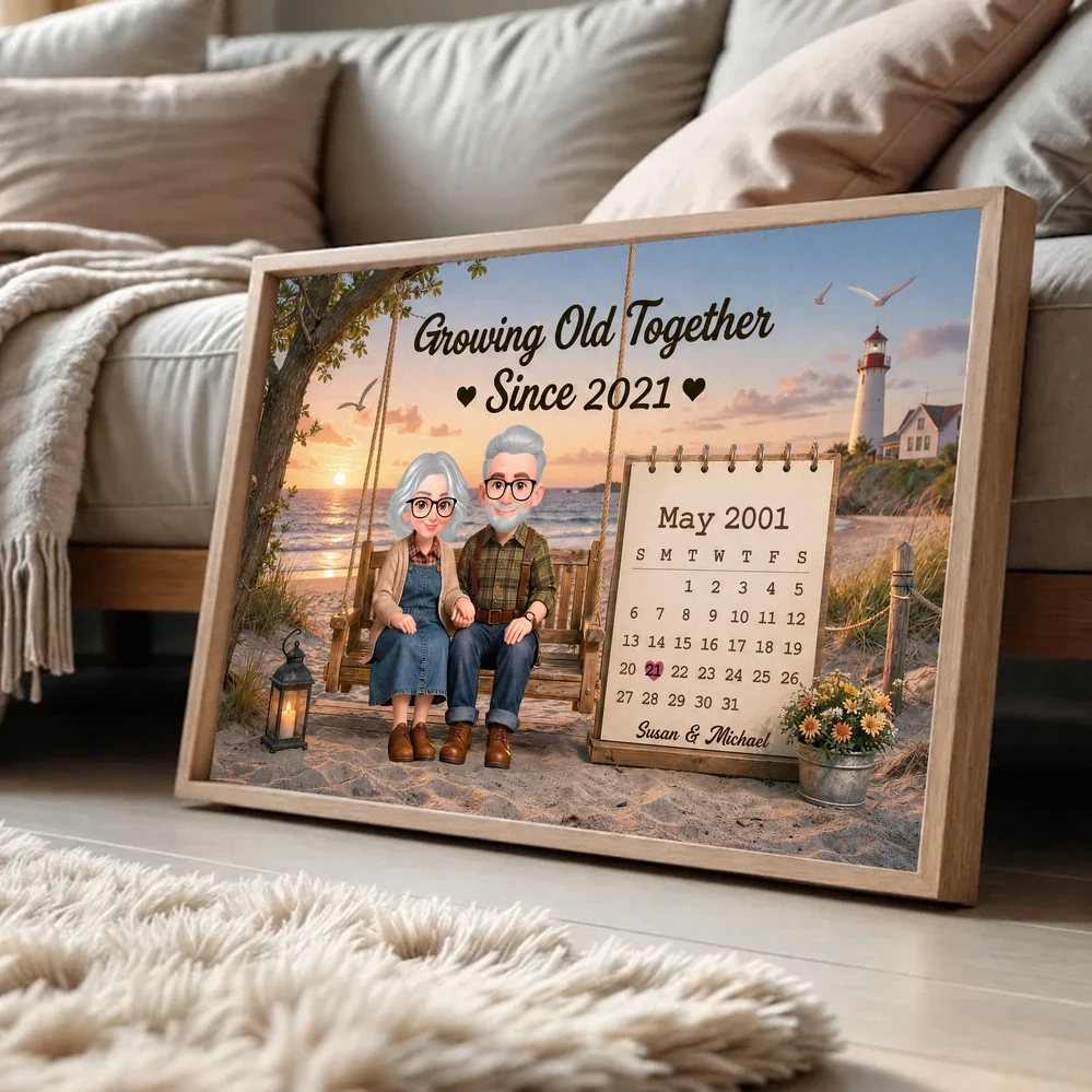 Personalized Poster with Growing Old Together Quote, Scenic Senior Couple Art, Unique Gift for Couple - Image 3