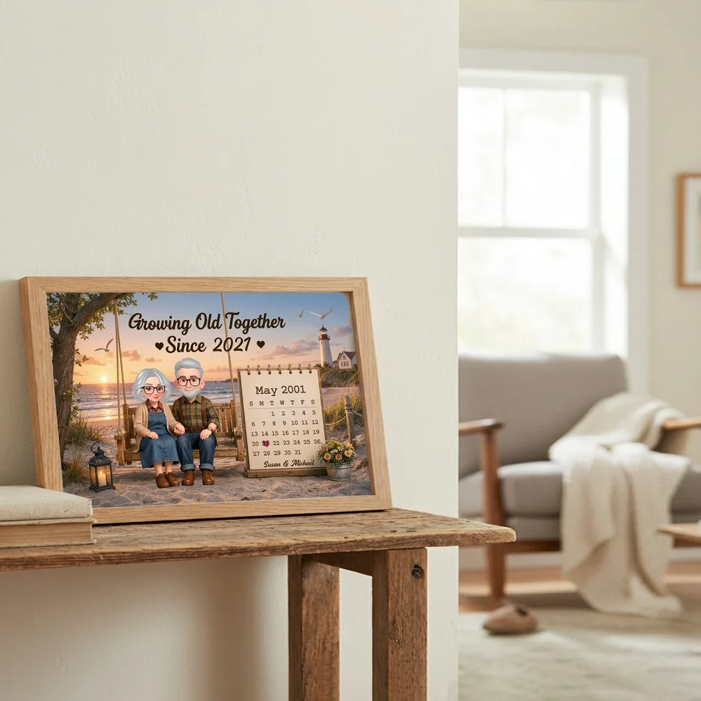 Personalized Poster with Growing Old Together Quote, Scenic Senior Couple Art, Unique Gift for Couple - Image 5