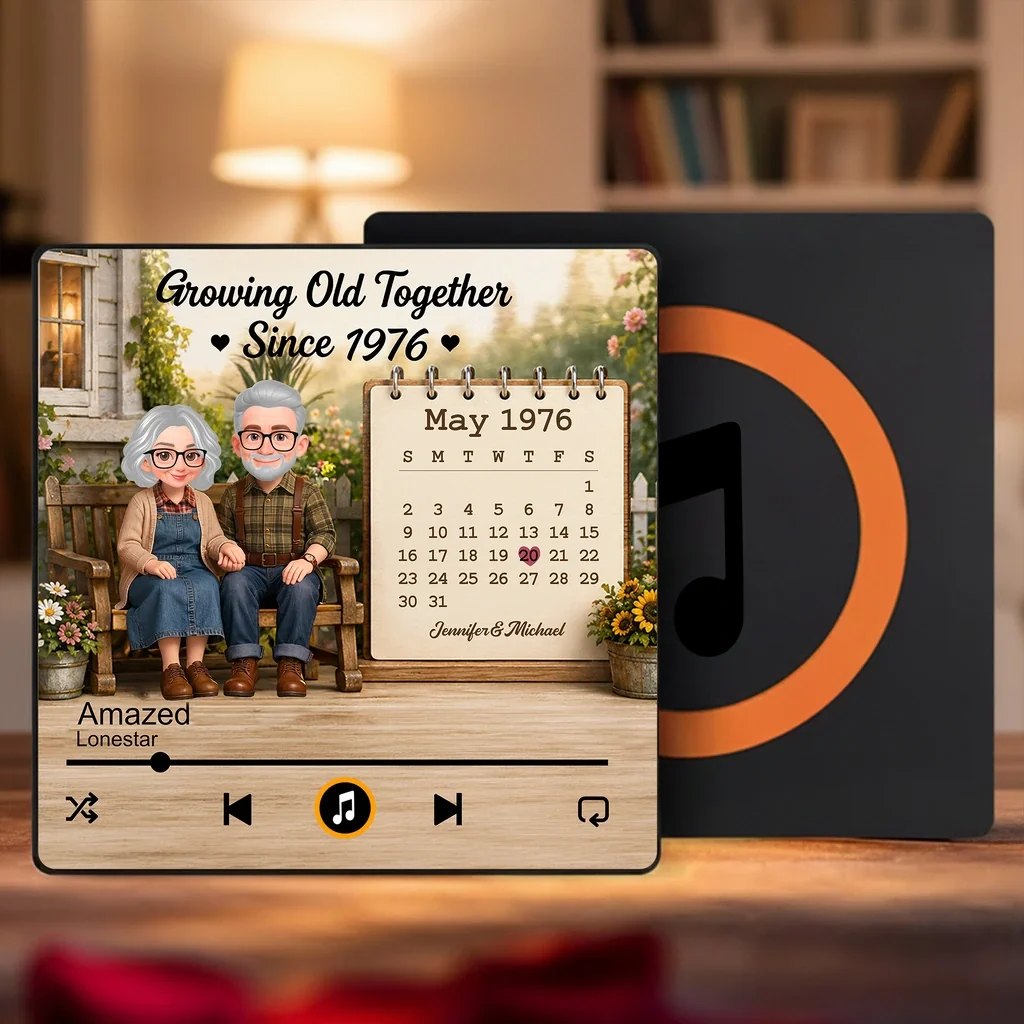 Acrylic Music Magnet with Growing Old Together Art, Creative Custom Gift for Anniversary Decor