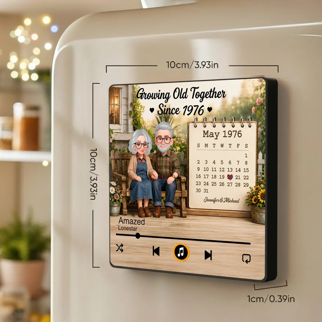 Acrylic Music Magnet with Growing Old Together Art, Creative Custom Gift for Anniversary Decor - Image 4