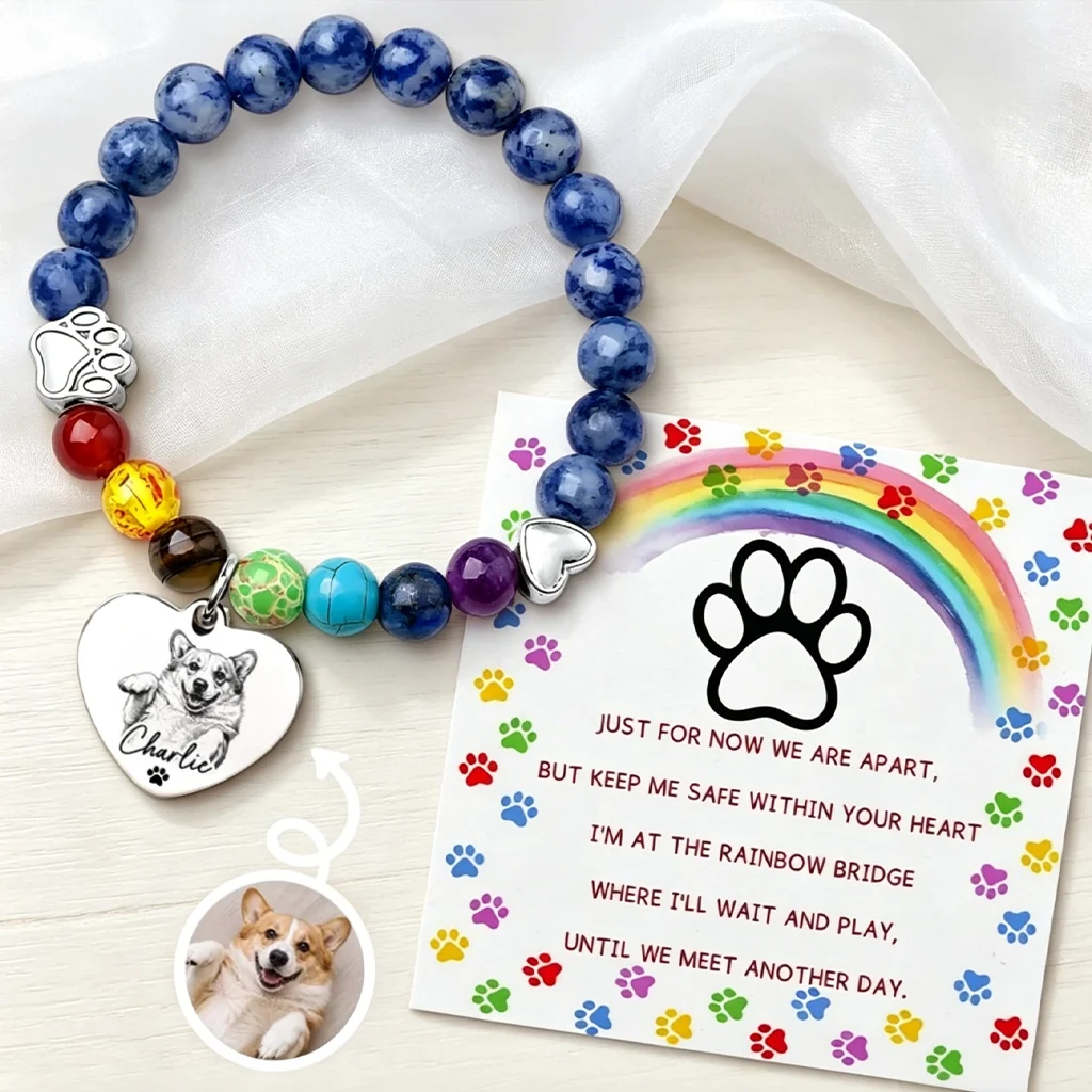 Blue Lace Heart Bracelet for Pet Loss Sympathy, Personalized Dog Keepsake and Creative Gift - Image 2
