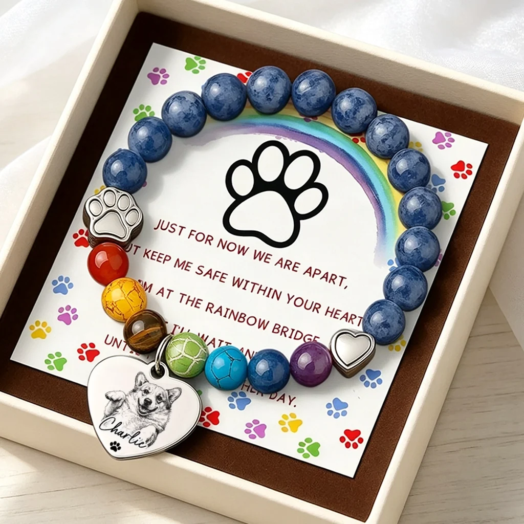Blue Lace Heart Bracelet for Pet Loss Sympathy, Personalized Dog Keepsake and Creative Gift - Image 3