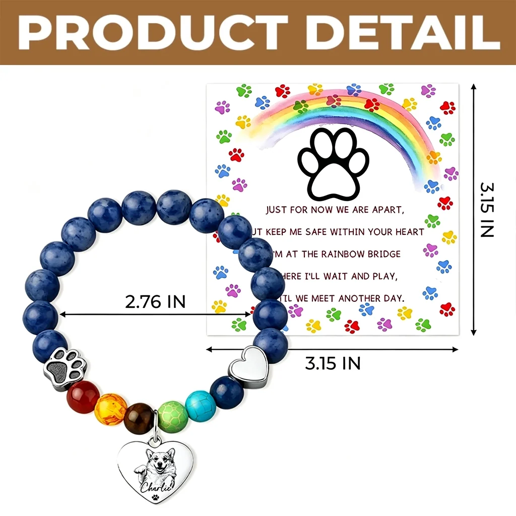 Blue Lace Heart Bracelet for Pet Loss Sympathy, Personalized Dog Keepsake and Creative Gift - Image 4