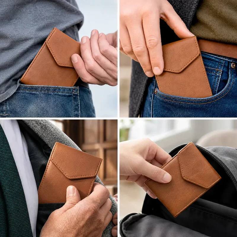 Leather Slim Wallet, Personalized Brown Card Holder With Family Quote, Unique Creative Gift For Family Gifting - Image 7