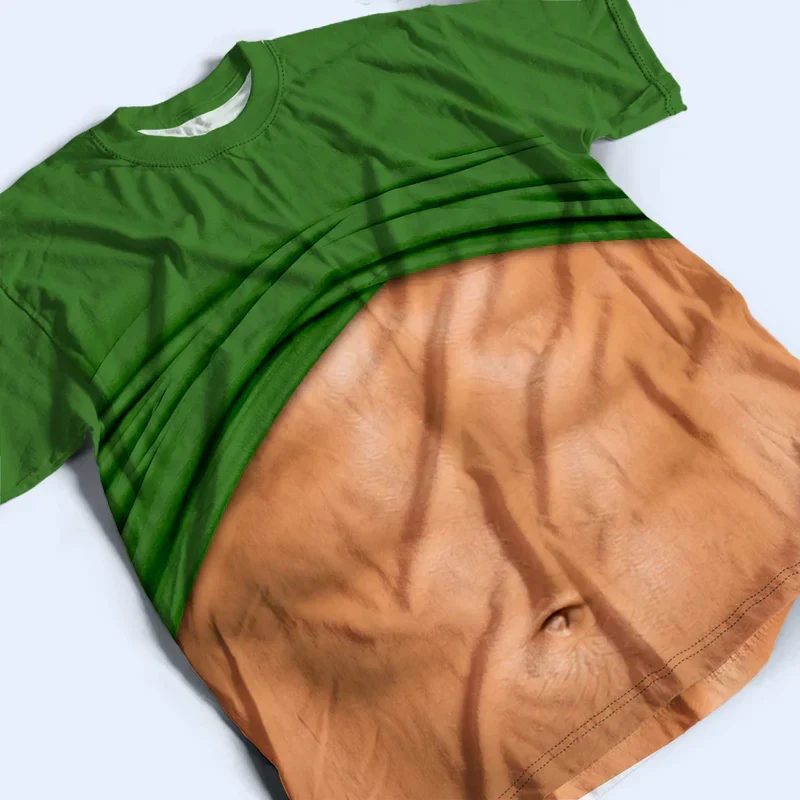 Personalized Printed Classic Tee, Funny Hairy Belly Holding Beer at Beach, Unique Creative Gift for Him - Image 4