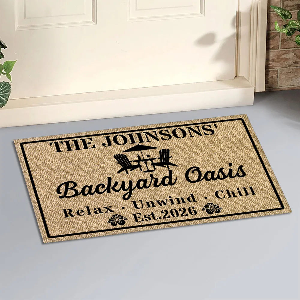 Personalized Standard Doormat, Backyard Oasis Design for Patio Entryway, Unique Housewarming Gift - Image 3