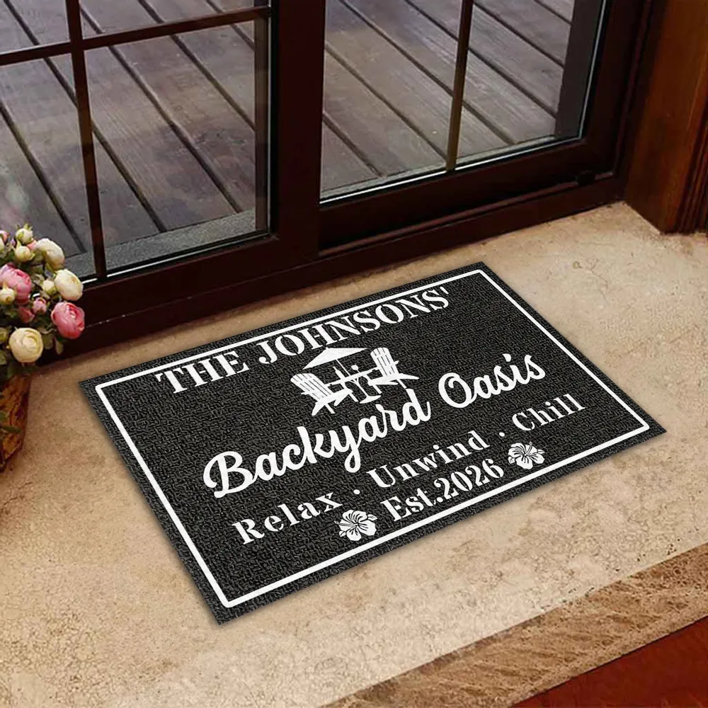 Personalized Standard Doormat, Backyard Oasis Design for Patio Entryway, Unique Housewarming Gift - Image 6