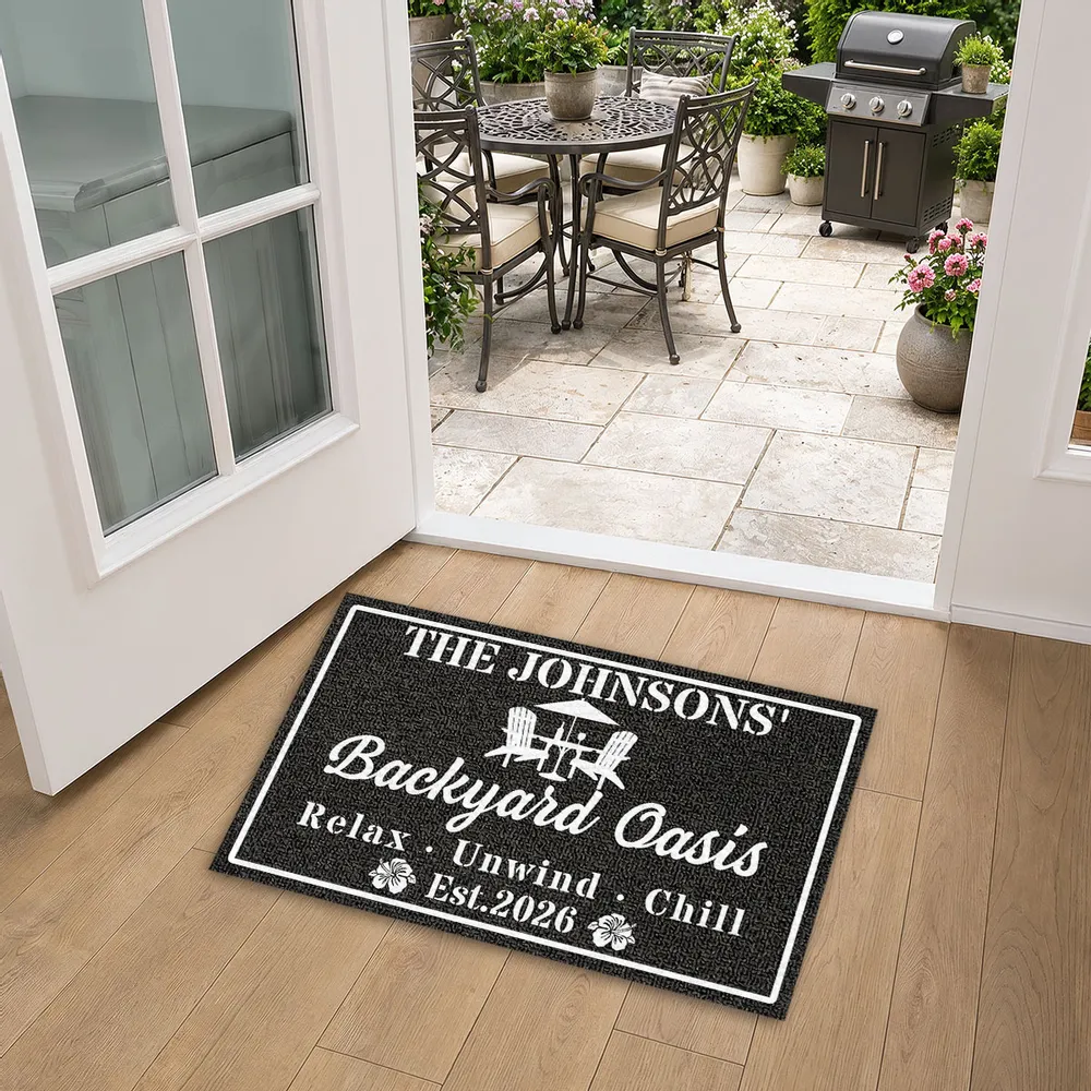 Personalized Standard Doormat, Backyard Oasis Design for Patio Entryway, Unique Housewarming Gift - Image 7