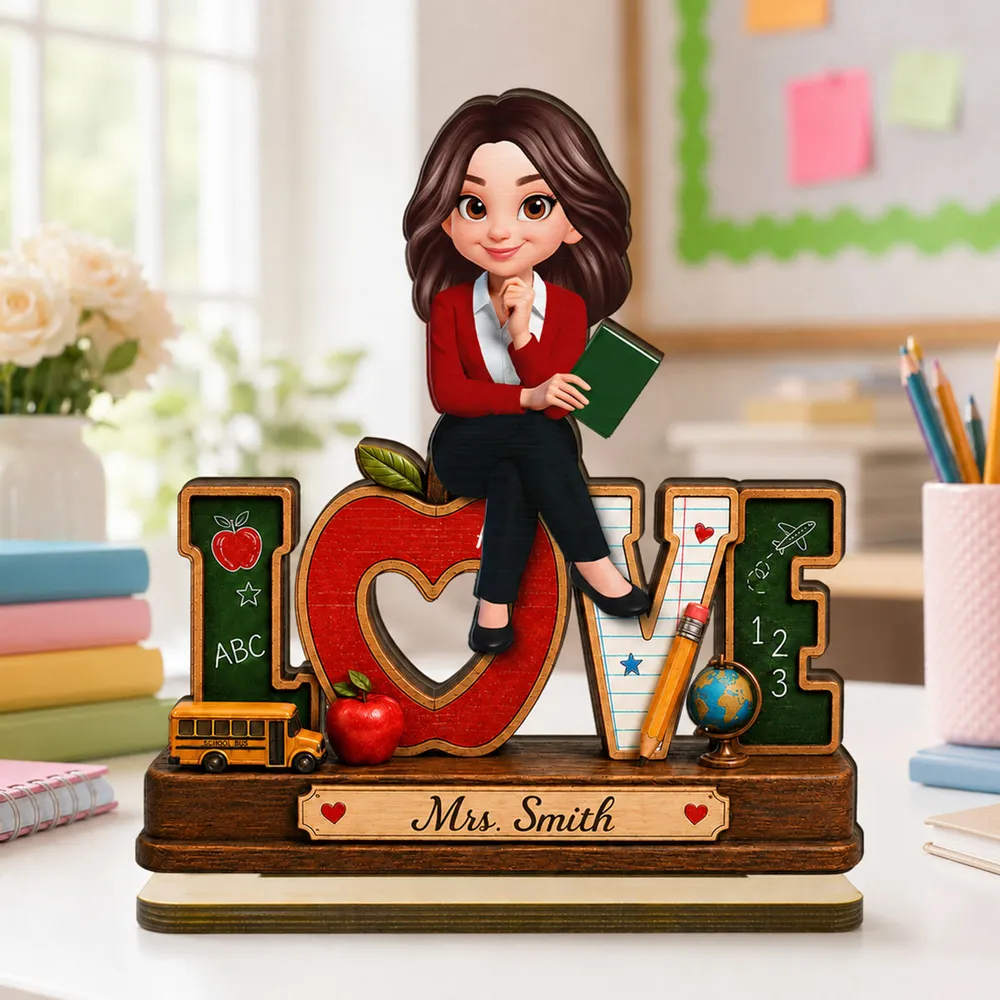 Personalized 2-Layer Wooden Plaque for Teacher, Cute Classroom Love Design, Unique Gift - Image 2