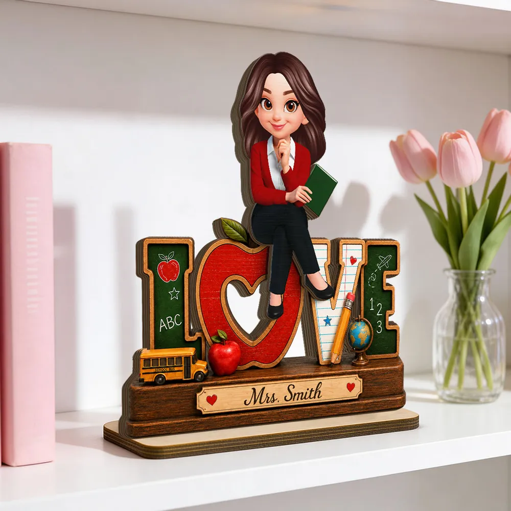 Personalized 2-Layer Wooden Plaque for Teacher, Cute Classroom Love Design, Unique Gift - Image 3