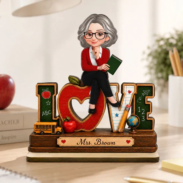 Personalized 2-Layer Wooden Plaque for Teacher, Cute Classroom Love Design, Unique Gift - Image 6