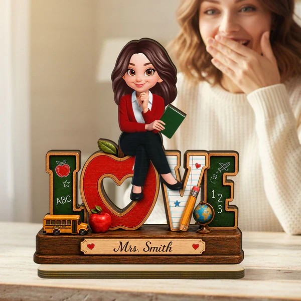 Personalized 2-Layer Wooden Plaque for Teacher, Cute Classroom Love Design, Unique Gift - Image 7