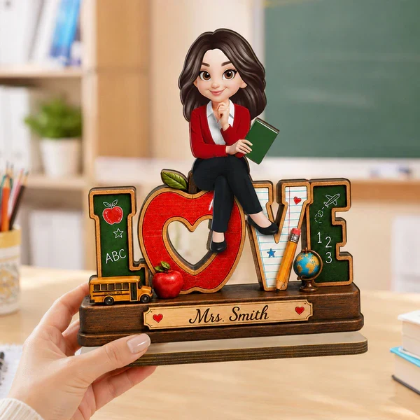 Personalized 2-Layer Wooden Plaque for Teacher, Cute Classroom Love Design, Unique Gift - Image 8